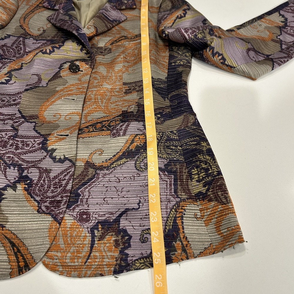 ETRO MILANO Purple Gray Orange Paisley Wool Silk Blend Blazer Jacket Sz 42 - Picture 6 of 13